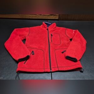 Vintage men's size medium red Polo Jeans Co. Ralph Lauren 90s fleece jacket